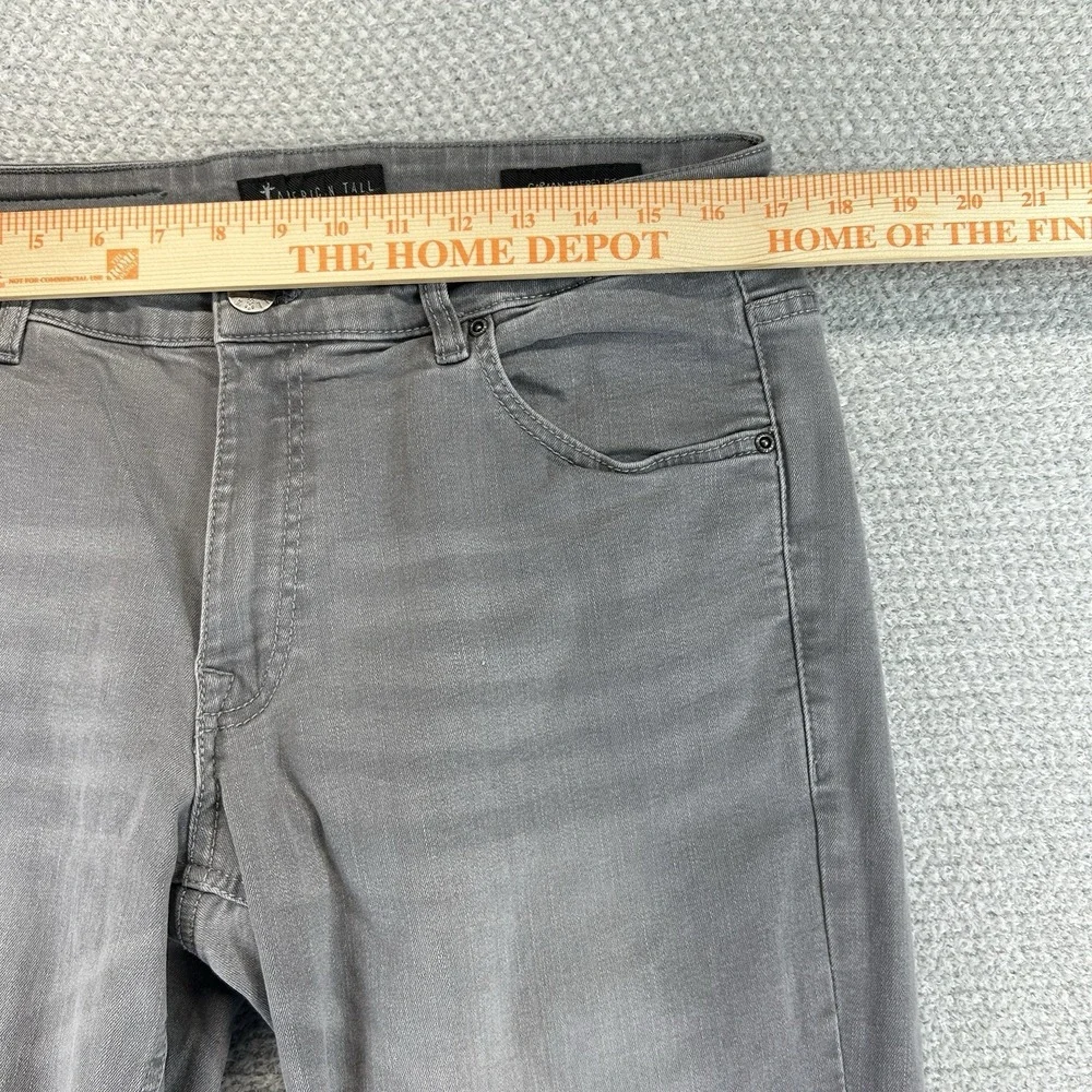 American Tall Jeans Mens 34x36 (34x35) Gray Carman Tapered Denim Stretch Casual